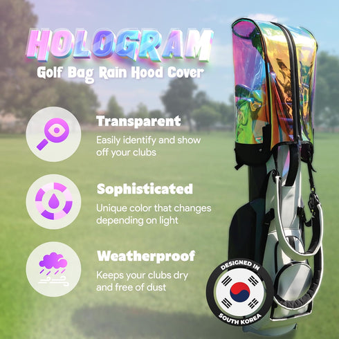 Incontro Premium Hologram Golf Bag Rain Hood Cover - Waterproof, Color Changing, Durable TPU, Fits 8.5 to 9.5 Inch Bags