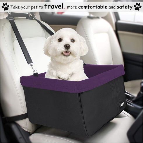 24lbs (Purple-16 13" 9" JESPET & GOOPAWS Dog Booster Seats for Cars, Portable Dog Car Seat Travel Carrier with Seat