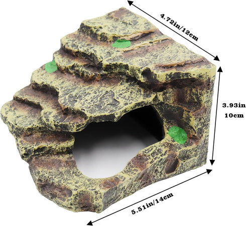 Oooct Hermit Crab Hideout, Resin Simulation Stone Reptile Cave Hideout, Hermit Crab Climbing Toys, Terrarium Habitat