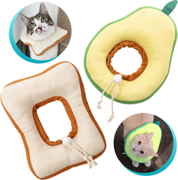 Frienda 2 Pieces Adjustable Cat Cone, Recovery Collar for Kittens After Surgery, Elizabethan Donut Neck Cone with Edge