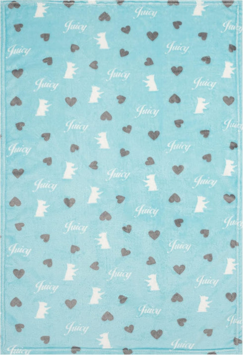 Juicy Couture Turquoise Blue Dog Blanket - Plush Throw, Lightweight, Machine Washable, for Small Medium & Large Pets