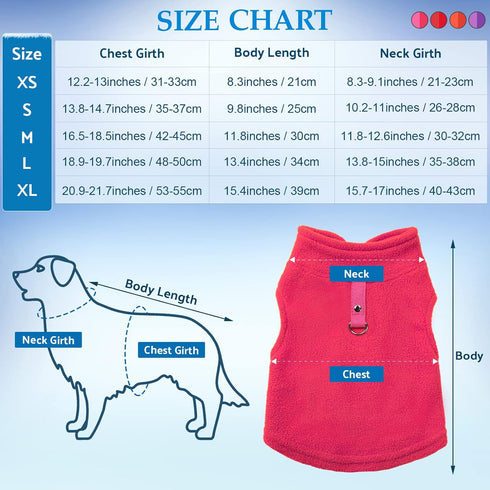 4 Pieces Fabric Dog Sweater with Leash Ring Winter Fleece Vest Dog Pullover Jacket Warm Pet Dog Clothes for Puppy Small Dogs Cat Chihuahua Boy (Red, Orange, Rose, Purple, Small)