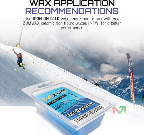 ZUMWax Iron-On Ski/Snowboard/Nordic/Cross-Country Wax, 140g, COLD Temp, PFAS-free, eco-friendly, vanilla scent, USA