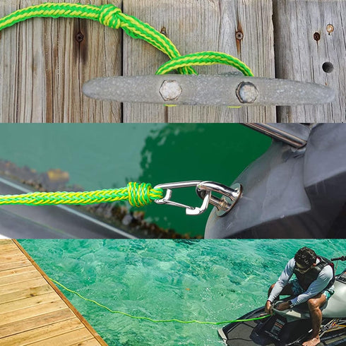 ISURE MARINE Heavy Duty Kayak Tow Rope with Clip, Sets of Two Ropes, 1/2 Inch Diameter x 7ft Lengths