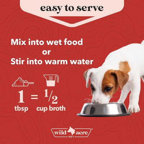 Wild Acre Premium Beef Bone Broth for Dogs – High Protein + Collagen with Mushroom Blend for Strong Bones and Immune
