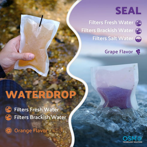 OTS Osmo Seal - 4 Pack - Fresh & Salt Water Filter - Portable Emergency Water Purifier for Survival