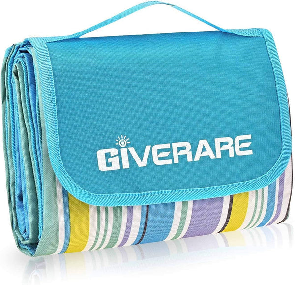 GIVERARE Picnic Beach Blanket, XL Sandfree Waterproof Outdoor Camping Blanket, Quick Drying