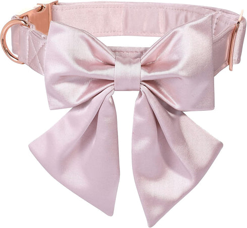 Lionet Paws Comfortable Silk Dog Collar with Detachable Bow Tie for Small Dogs, Neck Size 10-16 Inches