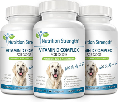 Vitamin D for Dogs, 120 Chewable Tablets - Supports Strong Teeth, Bones, Muscles, and Healthy Immune Function