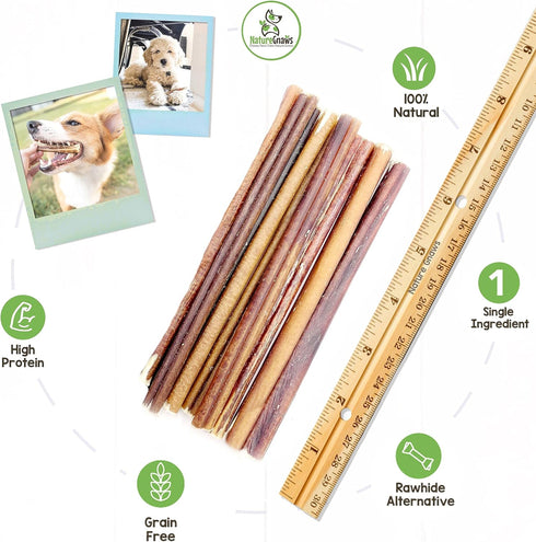 Nature Gnaws Thin Bully Sticks for Dogs 5-6" (1Lb), Mixed Thickness, Long Lasting Natural Thin Beef Chew Bones