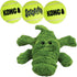KONG Cozie Ali The Alligator and 3 SqueakAir Balls - Fun, Interactive Dog Toys for Fetch & Soft, Sturdy Indoor Play for