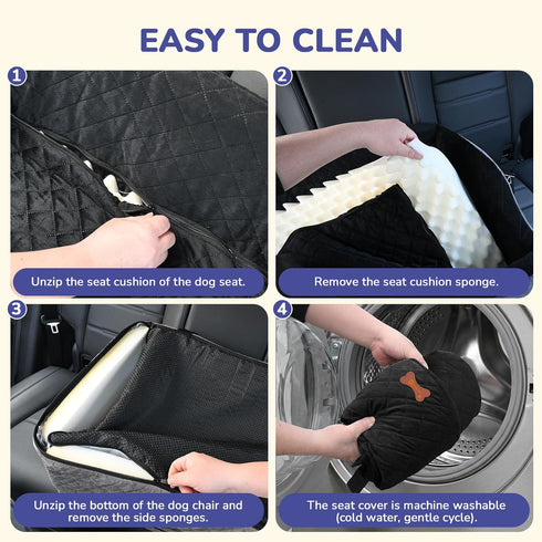 6" Dog Car Seat for Small Medium Dogs, Elevated Dog Booster Seat with ISOFIX Safety Fixation, Washable Cover & High