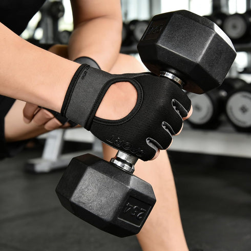 OVOY Fingerless Workout Gym Gloves for Men & Women - Anti-Slip Breathable Exercise Gloves for Training Cycling Sports
