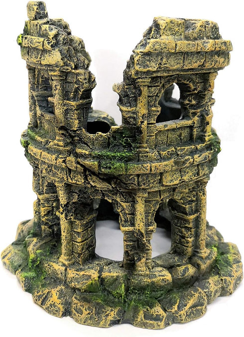 Antique Roman Column Ruins European Castle Aquarium Decorations Fish Tank Hideout Rocks (Roman Column Round)