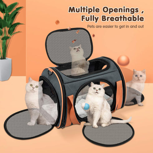 OKMEE 5 4 Cat Carrier TSA Airline Approved with Ventilation for Small Medium Cats Dogs Puppies, Dog Carrier with Big