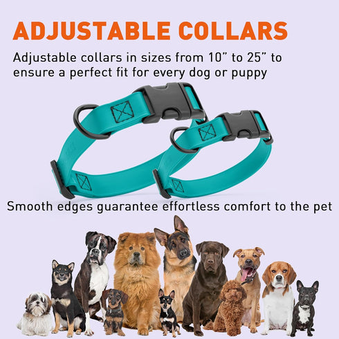 Dogline Biothane Waterproof Dog Collar with Quick Release Buckle, Fits Small to Large Dogs, Teal 1" W 15-23" L