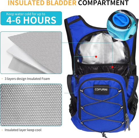Hydration Backpack 20L with 2L Water Bladder, Large Storage Hiking Daypack for Men Women, Lightweight Insulation