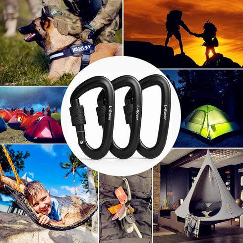 Locking Carabiner Clips Heavy Duty, 12kN (2697 lbs), Lightweight for Keys, Hammocks, Camping, Outdoor