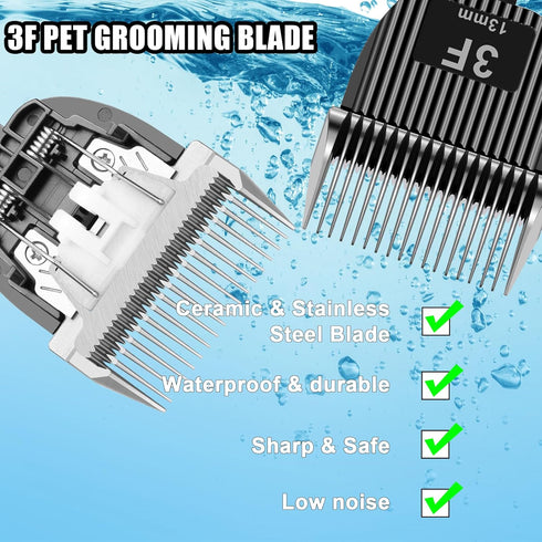 2 Pack Dog Grooming Replacement Blades - Compatible with ONEISALL Low Noise Dog Clipper, Stainless Steel (Size 3F