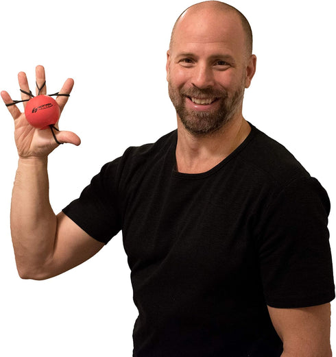 Physical Therapy Hand Exerciser - Forearm Exerciser with Stress Relief Ball, Medium Tension, Red