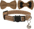 Breakaway Cat Collar with Bowtie Safety Bell - Adjustable Solid Plaid Color Set D, 2pcs, Brown for Kittens