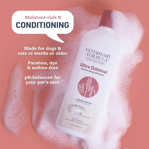 17 oz Veterinary Formula Smart Coat Complex Ultra Oatmeal Moisturizing Shampoo for Dogs, Fl Moisture-Rich, Nourishing
