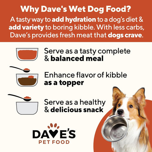 Dave's Pet Food Grain Free Wet Dog Food, Pork & Sweet Potato in Broth, 13.2 oz Cans, Case of 12, Made in Canada