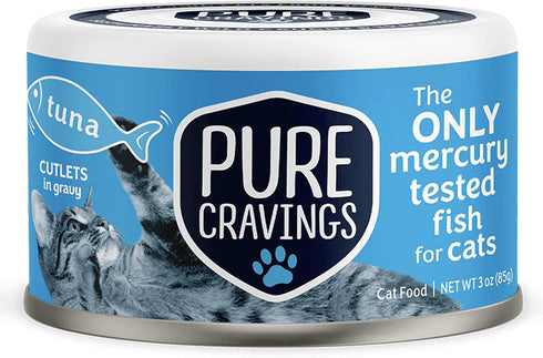 Pure Cravings Wet Cat Food Canned Tuna Cutlets in Gravy, 100% Mercury-Tested,