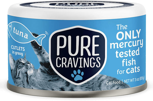 Pure Cravings Wet Cat Food Canned Tuna Cutlets in Gravy, 100% Mercury-Tested,