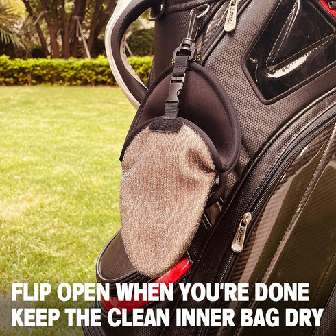 Golf Club Cleaner & Ball Cleaning Bag - Three-Layer Waterproof Technology with Removable Clips