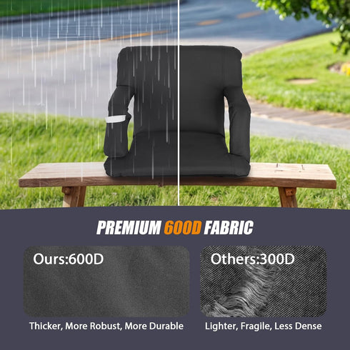 20.5"/25" Nova Microdermabrasion Wide Stadium Seat for Bleachers w/Back Support Padded Cushion Portable Reclining