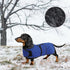 Geyecete Warm Thermal Quilted Dachshund Coat, Blue, with Fleece Lining for Medium & Large Dogs