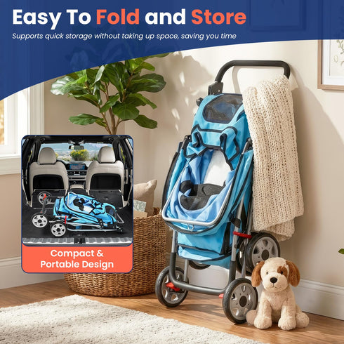 4 04T BestPet Wheels Pet Stroller Cat Dog Cage Stroller Travel Folding Carrier