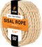 Sisal Rope 1/4 Inch Thick, 50 Ft Heavy Duty Durable Natural Fiber Rope for Crafts, Cat Scratching Post, Indoor/Outdoor