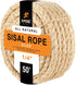 Sisal Rope 1/4 Inch Thick, 50 Ft Heavy Duty Durable Natural Fiber Rope for Crafts, Cat Scratching Post, Indoor/Outdoor