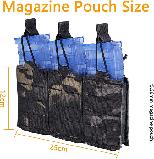 Tactical Mag Pouch for Magazine Holster, Open Top Molle Triple Mag Pouch for Tactical Bag Accessories