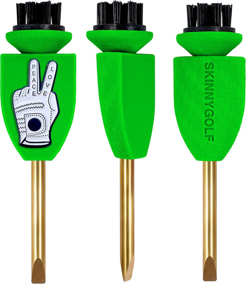 Skinny Golf Pocket Caddie 4-in-1 Tool - Divot Tool, Ball Marker, Scrub Brush, Groove Cleaner Golf Accessory