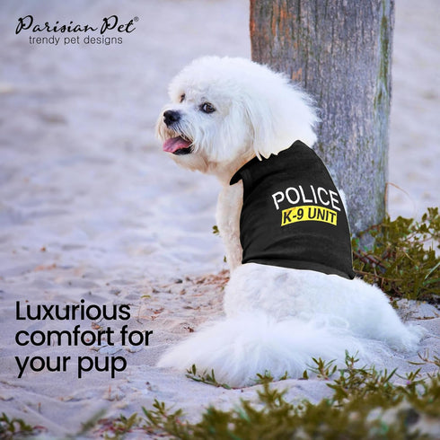 Parisian Pet Unisex Dog T-Shirt - 'Police k-9 Unit' Embroidered, 100% Cotton, 3XL, Machine Washable Dog Costume