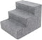 Best Pet Supplies Dog Stairs - Ash Gray Linen - 3-Step - Non-Slip Foam Pet Steps for Small Dogs & Cats