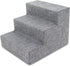 Best Pet Supplies Dog Stairs - Ash Gray Linen - 3-Step - Non-Slip Foam Pet Steps for Small Dogs & Cats