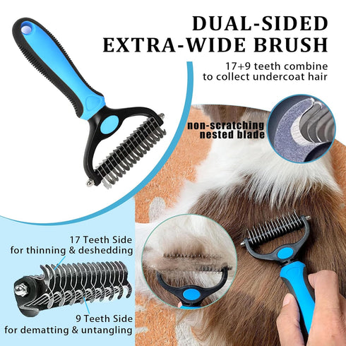 Generic 7PCS Dog Grooming Brush Kit for Shedding and Matted Fur, Self-Cleaning Slicker Brush with Undercoat Rake, Flea