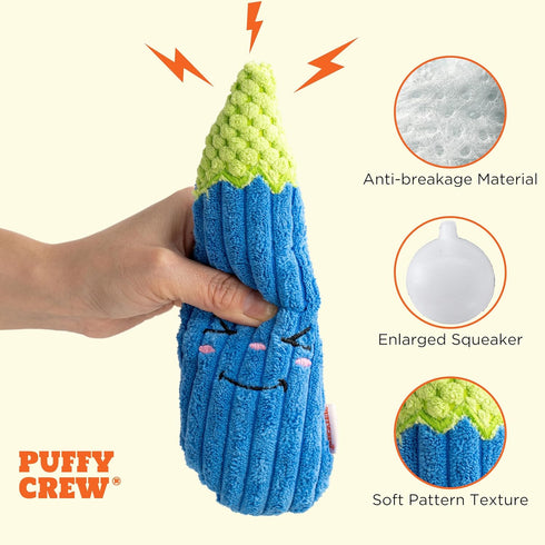Squeaky Dog Plush Toy, Bite_Stick Collection, 8'', for Small and Medium Dogs (Eggplant)