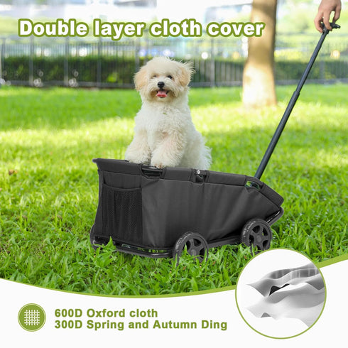 AESRAOU Mini Dog Strollers for Mini Pets, Foldable Multifunctional Shopping Carts with Extendable Pull Handle, Doggie