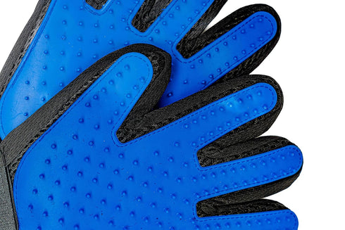 PAIR of Low-Cost Pet Grooming Gloves, Ideal for Grooming, Deshedding, Bathing & Massaging Dogs & Cats, Blue