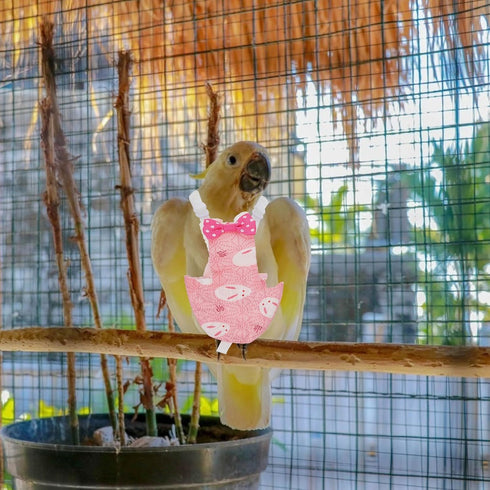 Reusable Parrot Diaper and Bird Flight Costume, Washable Pink L Size Parrot Clothes with Diaper for Pet Birds, Suitable