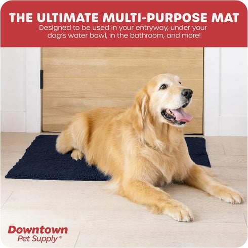 My Doggy Place Microfiber Dog Mat for Muddy Paws, 36" x 26" Navy Blue, Absorbent Quick-Drying, Non-Slip Rubber Backed