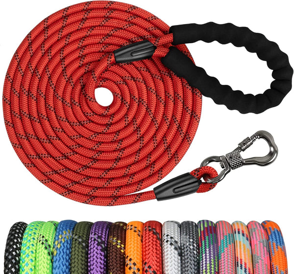NTR 8FT Heavy Duty Dog Leash, Green Rope with Swivel Lockable Hook and Comfortable Padded Handle