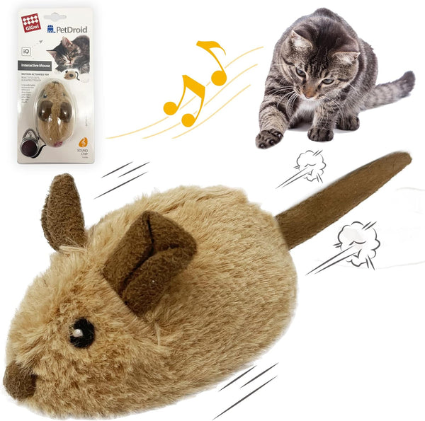 Gigwi Interactive Cat Toy Mouse, Automatic Moving Electronic Cat Toys with Furry Tail, Squeaky Toys for Kittens