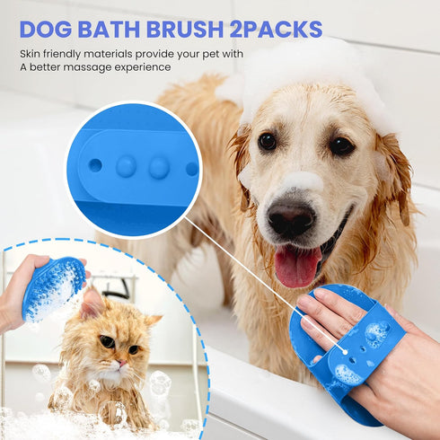 AUSRKI 5-in-1 Self Cleaning Shedding Brush - Professional Pet Grooming Kit Skin Friendly Grooming Tool for Dogs, Cats