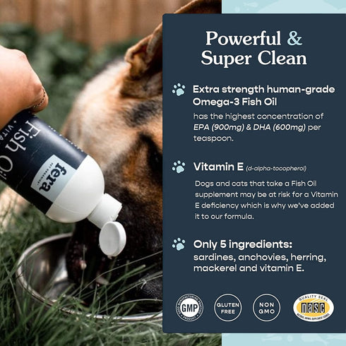 Fera Pets Fish Oil for Dogs & Cats, 16oz, Vet Created, for Skin, Immune & Brain Function